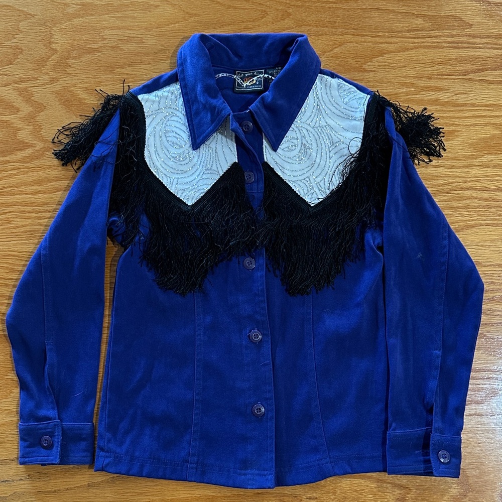 Rodeo Queen Purple Arena Shirt with Black Fringe